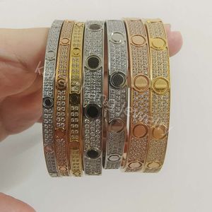 New Arrival Luxury Designer Jewelry Brand Bracelet Rhodium Plated Titanium Full Shiny CZ Waterproof Black Enamel Ceramic Bangles