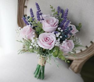 Jane Vini Artificial Pink Roses Purple Lavender Wedding Flowers Bridal Bouquets 2018 Bouquet Mariage Brides Bridesmaid Pography4175919089