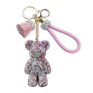 Toppkvalitet Charms Crystal Lovely Violence Bear Keychain Luxury Women Girls Trinets Suspension On Bags Car Key Chain Key Ring Toy284y