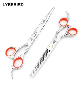 Tesoura de cabelo 7 POLEGADAS Tesoura de corte de cabelo 65 POLEGADAS Tesoura de desbaste LYREBIRD Tesoura prateada para tosa de cães Parafuso dourado NEW1172743