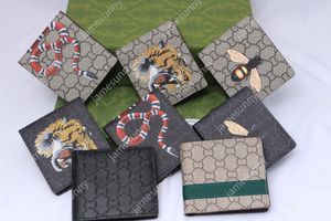 Titulares Designer Carteiras Homens Designers Animais Moda Carteira Curta Couro Preto Snake Tiger Bee Mulheres Luxo Bolsa Titulares de Cartão com Caixa de Presente