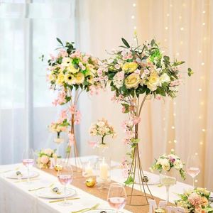 Party Decoration 10st Gold Centerpieces For Table Wedding 31.1Inall Metal Trumpet Vase Road Middag Centerpiece