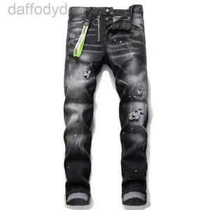 Jeans masculinos designer jeans mens calças de linho hip hop angustiado rasgado ajuste denim 240305