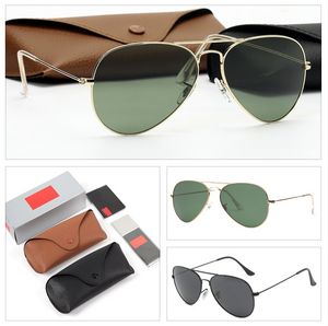 Designer-Pilotensonnenbrille 3025r für Herren, Raycans-Brille, Damen, UV400-Schutz, Echtglaslinse, goldfarbener Metallrahmen, Sonnenbrille zum Fahren, Angeln, mit Originalverpackung