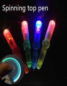 LED Spinning Pen Penne a sfera Giocattolo a mano Top Glow In Dark Light EDC Antistress Giocattoli per bambini Regalo Materiale scolastico DHL5359434