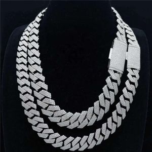 Felfri Iced Out Cuban Chain 15mm 18mm Prong Seting Pass Diamond Tester Moissanite Cuban Link Chain Necklace