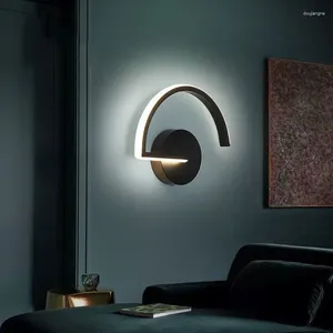 Duvar lambası Modern Yaratıcı LED Beyaz/Siyah Minimalist Sconce Oturma Odası Yatak Odası Koridor Aydınlatma için Gece Işıkları Dekorasyon