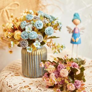 Dekorativa blommor Autumn Artificial Flower Silk Hydrangea Bouquet Fake For Wedding Table Gift Christmas Party Cake Boho Home Diy Decor