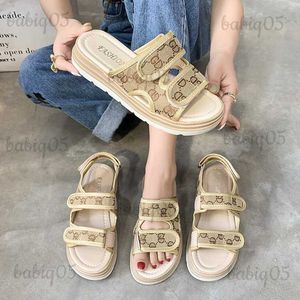 Slippers Female 2023 Summer Outwear Open Open Toe Sandals غير الرسمي فيلكرو صندل أنثى T240305