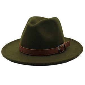 Seioum Special Felt Hat Men Fedora Hats with Belt Women Vintage Trilby Caps Wool Fedora Warm Jazz Hat Chapeau Femme Feutre D1901111261W