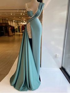Sjöjungfrun prom paljetter klänningar v hals dubai glitter mantel de soiree arabisk kvällsklänning kvinnliga festklänningar