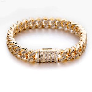 Hiphop 925 Sterling Silver 10mm Gold Cuban Bracelet Gold Moissanite Cz Iced Out Miami Cuban Link Chain Bracelet for Men