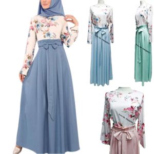 Sets Dubai Abayas Muslimischen Kleid Islamische Kleidung Türkei Eid Fashion Floral Gedruckt Langarm Gebet Maxi Kleid Für Frauen Vestidos
