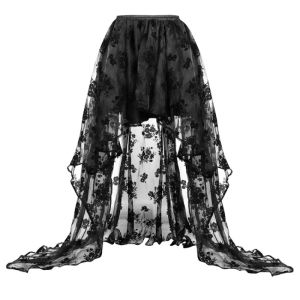 skirt Women Long Maxi Steampunk Elastic Skirts WomenTulle Ruffled Mesh Lace Midi Gothic Skirts Long Corset Dress Skirt Set Tutu Lace