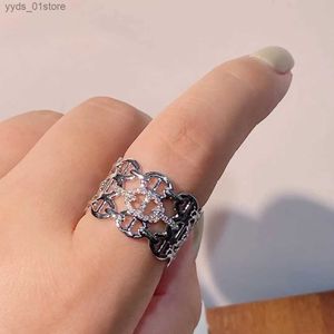 Band Rings Eyer Fashion Promotion 2021 Jewelry Geometric Cubic Zirconia New Party Dating Free Size Rings for Women Bridal Jewlery L240305