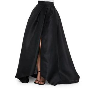 Dresses Elegant Black Long Skirts High Waist Sexy Pleated Slit Zipper Satin Floor Length Formal Party Skirts for Women Autumn Maxi Skirt