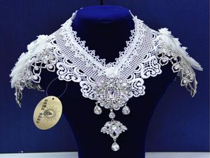 Splendida catena a spalla economica con collo alto in pizzo Appliques in cristallo nobile Collana da sposa Temperamento che borda Accessori da sposa1251366