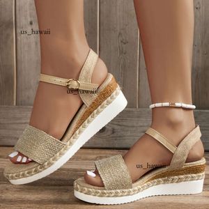 Fashion Canvas Wedge Sandals for Women Summer 2023 Casual Espadrilles Platform