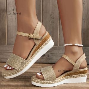 Sandali con zeppa in tela moda per donna Estate 2023 Espadrillas casual Sandali con plateau Donna Suola spessa Scarpe gladiatore antiscivolo