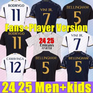 Vini Jr Jerseys 24 25 Bellingham Soccer Real Madrids Benzema Finals 14フットボールシャツプレーヤーバージョンモドリックRodrygo Camiseta Kids Kit 2024 2025ユニフォーム