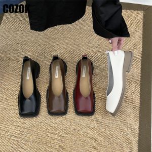 Dresses Flats Square Toe Women 2023 New Shallow Ladies Slip On Single Shoes Female Mary Janes Vintage Dress Designer Chic Soft Bottom