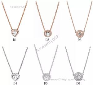 Designer smycken halsband par rose guld klassisk elegant halsband set diy kärlek hjärta blå kristna charm för pärlor charms terling ier et s