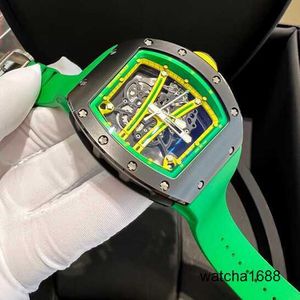 Diamond Watch Designer Wristwatch RM Wrist Watch RM61-01 Automatisk Mekanisk Watch Manual 50.23*42.7mm RM6101 Black Ceramic Grade 5 Titanium Spline Screw