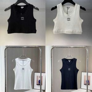 Tasarımcı T Shirt Kadın Kırpılmış Üst Tişörtler Tank Top Anagram Düzenli Kırpılmış Pamuk Jersey Camis Kadınlar İçin Kadın Tees Nakış Trikoları Spor Yoga Top Basit Vestn