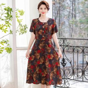 Kleid Elegante lange Kleider für Frauen 2023 Neuer koreanischer Stil Vintage-Kleidung Blumenkleider für Damen von 50 bis 60 Jahren Hohe Qualität