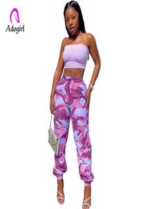 Camo Women Jogger Pants High midja sportiga byxor Fitness Casual Loose Pants Purple Summer Streetwear Cargo Sweatpants T2007271835207