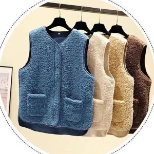 Waistcoats lammull Vest Women Autumn Winter Coats New Korean Version Wild Wearing Fake Päls Vest Plush ärmlös jacka Kvinna Waistcoat