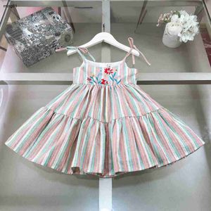 Marka Baby Spirt haftowane kwiaty sukienki księżniczki sukienki Dziewczyna Koronkowa Rozmiar 90-160 cm Designer Designer Ubranie Summer Child Frock 24mar