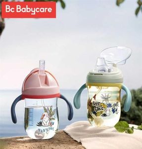 BC Babycare Baby Sippy Cup Print Antichoked HandleSling Feeding Duckbill Cup Gravity Ball Drinking Learning Straw Water Bottle 28562811