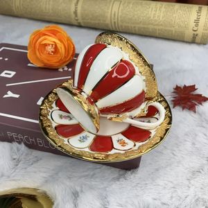 Coffee Cup Set Ceramic Cup Porcelain Tea Set Birthday Luxury Gift Bone China Wedding Decoration Drink Ware taza 240220