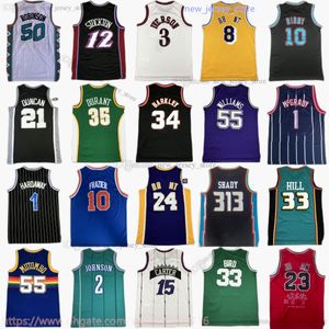 Klasyczne koszulki do koszykówki retro retro Paul Larry Pierce Ray Kevin Allen Garnett Dikembe Steve Mutombo Smith Spud Dell Webb Curry Nash Gary Iverson Payton James