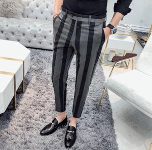 Stripe Fashion Business Casual Suit Pants Men Original Designer Brand Straight Slim Fit Formal Trousers DS506599919336