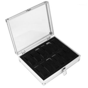 12 Grids Slots Aluminium Watches Box Jewelry Display Storage Square Case Suede Inside Container Watch Holderr1246R