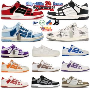 Moda skel swobodne buty szkieletowe biegacz top niski szkielet szkieletów szkielety kobiety mężczyźni czarne białe skórzane luksusowe trampki koronkowe buty oryginalny trener sportowy