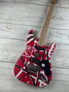 Guitar Electric Guitar Relic Pizza Floyd Rose Vibrato Bridge, Red Frank 5150, White and Black Light, Edward Eddie van Halen