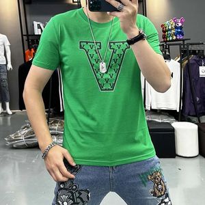 Mens Luxury V-Shaped Printed Mens T-shirt Summer New Shoulder Strap Day Wear Plus Size 7xl Cotton High Quality Herr Wear 240305