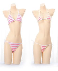 Japanische Sexy Dessous Lolita Kawaii Blau Rosa Weiß Gestreift Mini Bikini Erwachsene Cosplay Erotische Kostüme Bh Frauen Unterwäsche Set Y013519848