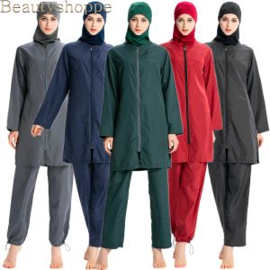 Roupa de banho muçulmana mulheres islâmicas modestas hijab burkinis usar natação maiô praia cobertura completa maiô