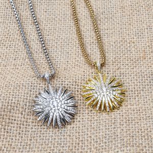 Popular in Europe and America Jewelry for Women Trendy Sunflower Necklace with Mini White Cubic Zirconia Simplicity Accessories