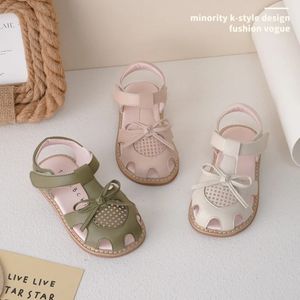 Baby Mädchen Sandale Prinzessin Schuhe Kinder Flache Sandale für Mädchen Kinder Soft Close Toed Freizeitschuh Rosa Weiß Grün Kleinkind Schuhe 240304