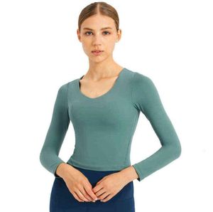 Kvinnor Pulovers Yoga Fitness Sport Crop Top Women's Shirt Long Sleeve Gym Clothing Tracksuit Blouse RashGuard7665093