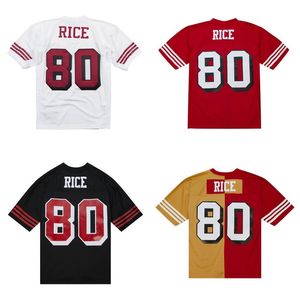 Zszywana koszulka piłkarska 80 Jerry Rice 1990 Red White Retro Rugby Jerseys Men Men Youth S-6xl