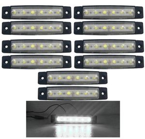 10pcs Białe 12V 24 V 6 Światła z boku LED Lampy żarówki z kaserem skrętu Sygnał Sygnał Lampy boczne dla ciężarówki przyczepy 4861260