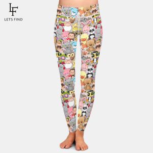 Legginsy pozwalają legginsy fitness Kobiety 3D urocze zwierzęta kreskówkowe drukujące wysoką talię seksowne leje legginsy miękkie szczupłe spodnie