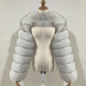 Pele 2023 inverno quente roupas das mulheres rosa branco preto falso casaco de pele de raposa e jaqueta manga longa fofo colheita topo senhoras elegante outwear