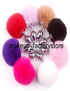 Massaggio Plug anale sexy Bunny Tail Peluche Butt plug in acciaio inossidabile e silicone Giocattoli sessuali per donna Uomo Stimolatore ano gay Rolepla6142564